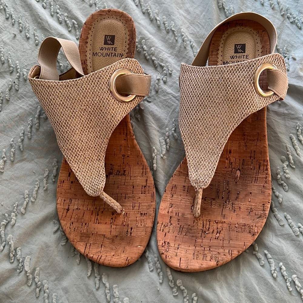 White mountain wedge sandals